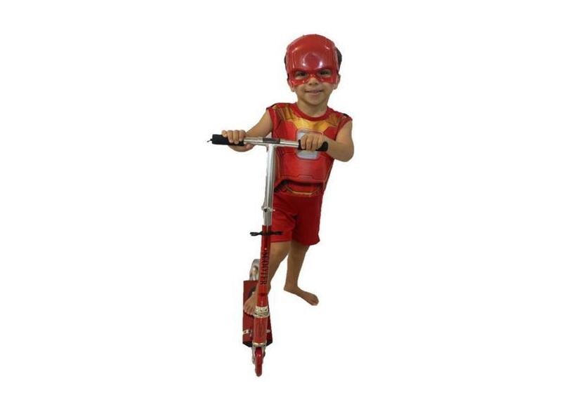 Patinete 2 Rodas Dobrável Alumínio + Fantasia Homem De Ferro - Dm Toys