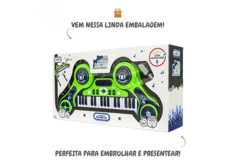 Piano Eletronico O Primeiro Grande Show Verde E Azul PE1806MV Unik