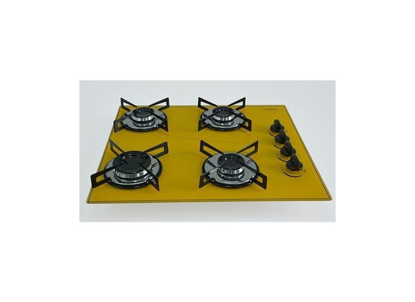 Fogão Cooktop Premium Gás 4 Bocas Ultra Chama 127v/220v Amarelo