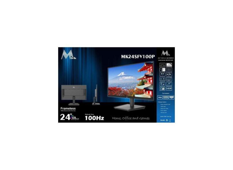 Monitor Mtek 24'' Full HD hdmi vga Preto 100Hz - MK24SFV100P va