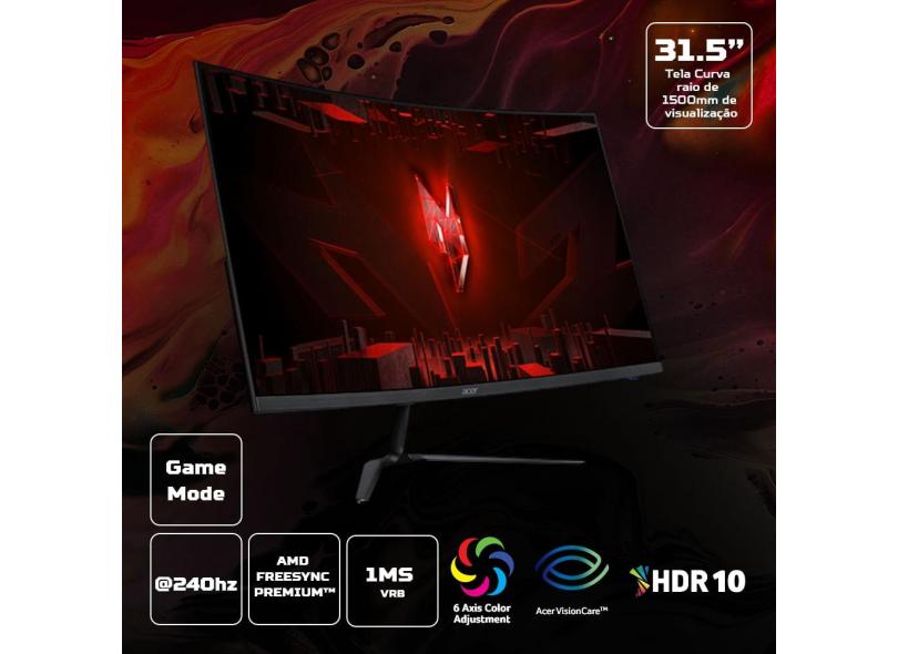 Monitor Gamer LED 31,5 " Curva Acer Full HD ED320Q X2BMIIPX