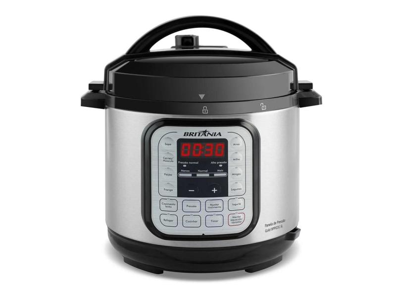 Panela de Pressão Britânia 5 Litros Gold Preta/Inox BPP02G – 220 Volts