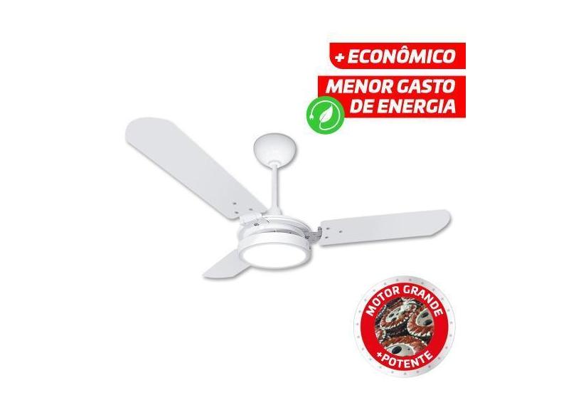 Ventilador De Teto Branco Motor Grande Potente Painel Led 6500k 18w 3 