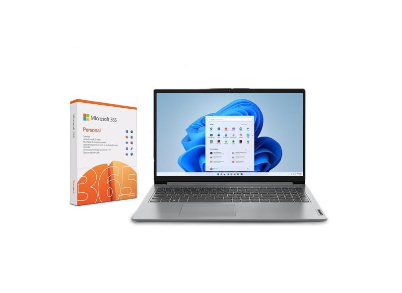 Notebook Lenovo IdeaPad 1 com processador Intel Core i5, 8GB, 512GB SSD, Tela 15.6" e Placa de Vídeo Intel Iris Xe + Microsoft 365 Personal 1TB