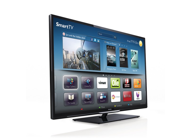 TV LED 42" Smart TV Philips Série 4000 Full HD 3 HDMI Conversor Digital Integrado e Interativo (DTVi) 42PFL4508G/78