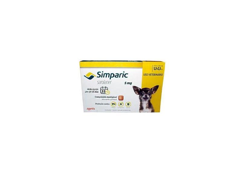 Antiparasitário Simparic para Cães de 1,3 a 2,5 Kg com 3 Comprimidos ...