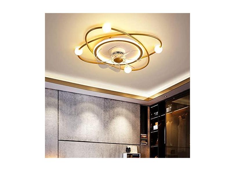 Ventilador de teto LED com iluminação Ventilador de teto moderno regulável com controle remoto Luz de teto com ventilador Lâmpada de teto de acrílico invisível silenciosa Quarto Sala de jant