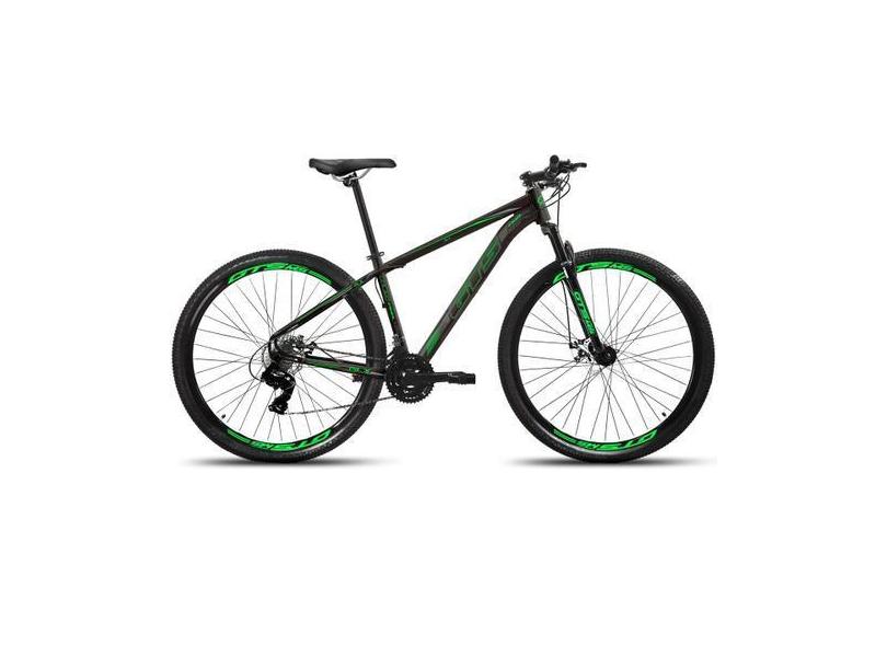 Bicicleta Aro 29 Gts Feel Glx 24 Marchas Freios A Disco, Preto, Verde,