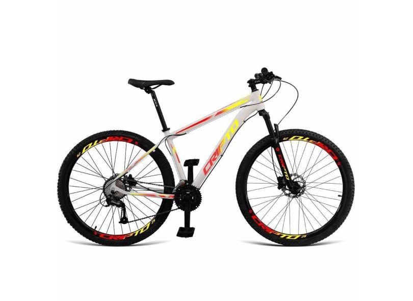 Bicicleta Aro 29 Cripto 21 Marchas Freio Disco c- Suspensão - 19 Branco-amarelo E Vermelho