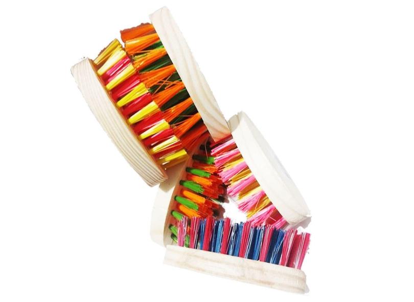 Kit 5 Unidades ESCOVA OVAL Madeira Lavanderia Tanque Limpeza Geral Multiuso Para Esfregar Lavar Roupas Sapatos Tênis
