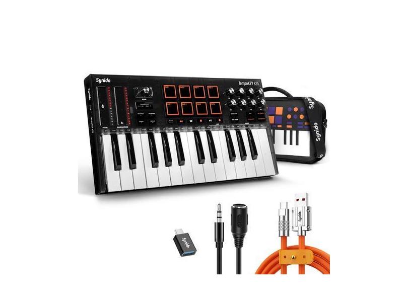 Controlador de teclado MIDI Synido TempoKey K25 25 Tecla Preto