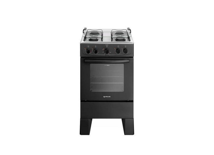 Fogão de Piso Atlas Milão 4 Bocas com Mesa Inox, Preto