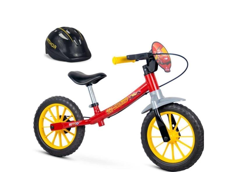 Bicicleta Aro 12 Sem Pedal Meninos Carros Com Capacete