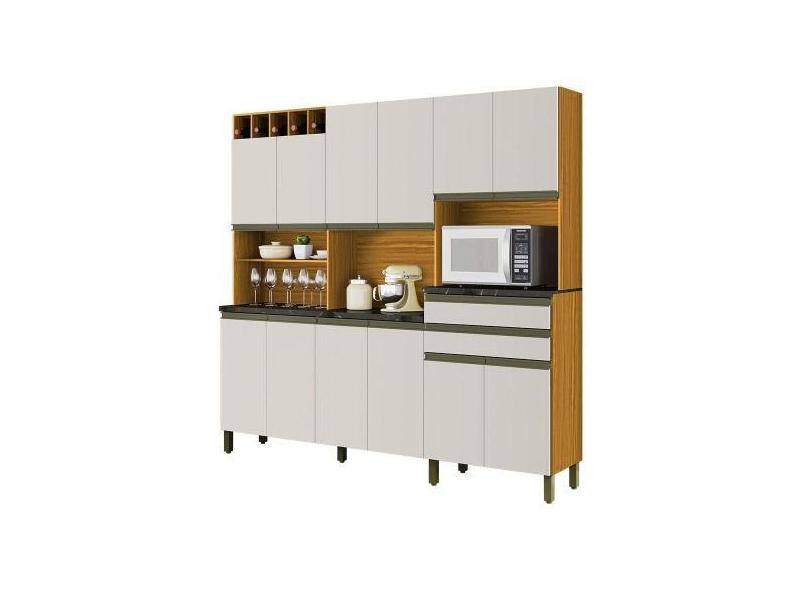 Cozinha Compacta Com 12 Portas 2 Gavetas 100% Mdf Malbec Prime Rio Doc ...