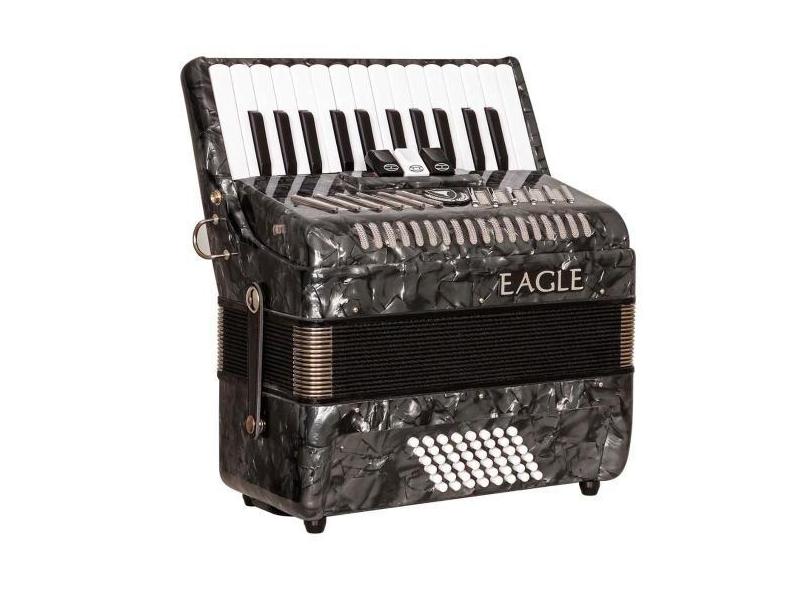 Acordeon Eagle Ega0348 Pbk 03 Registros Preto Perolizado Bag