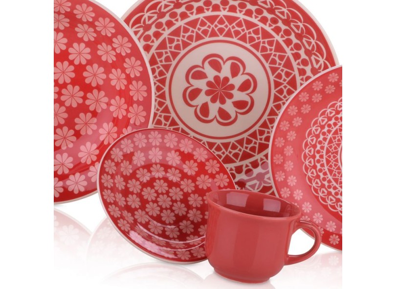 Aparelho de Jantar Chá 20 Peças Biona Cerâmica – Redondo Branco e