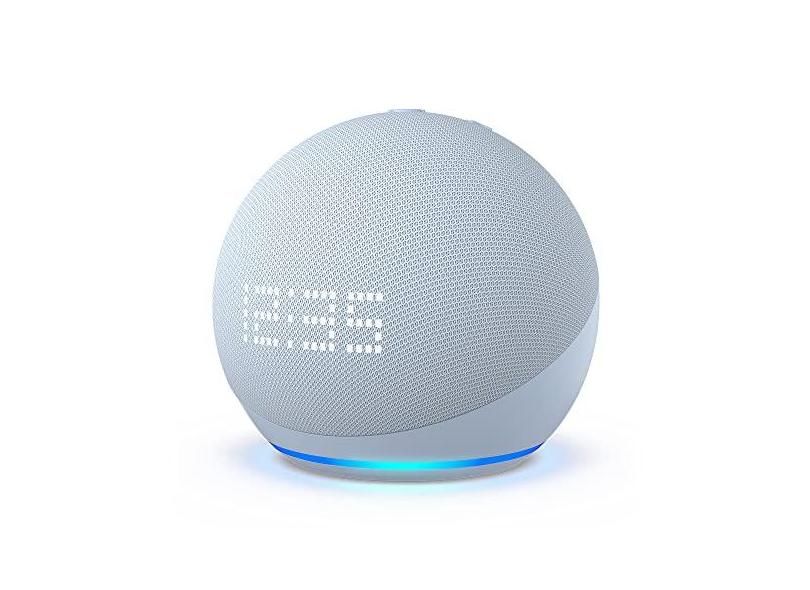 Echo Dot 5ª geração com Relógio | Smart speaker com Alexa | Cor Azul Claro