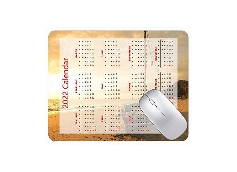 Mouse pad para jogos com calendário 2022, mouse pad de borracha para praia, barco quebrado, barco