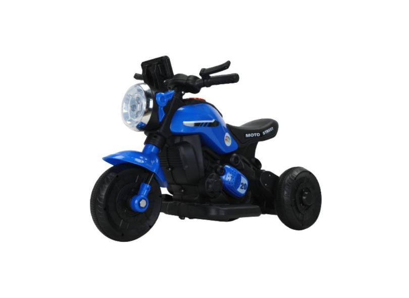 Mini Moto Elétrica Infantil Triciclo 6V A Bateria Passeio Street Azul