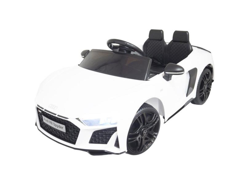 Mini Carro Elétrico Infantil Criança 12V Audi R8 Spyder Controle Remoto Branco Brinqway BW-123