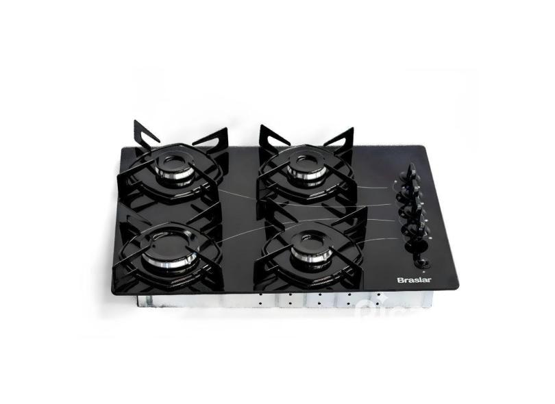 Cooktop 4 Bocas Braslar Pop A Gás Acendimento Automático Preto Bivolt