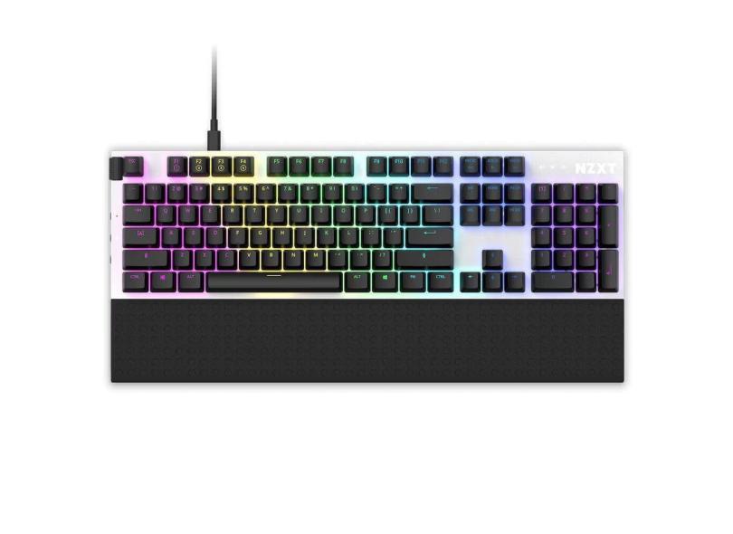 Teclado Gamer Mecânico Function NZXT RGB Switch Red Us Branco- KB-1FSUS-WR