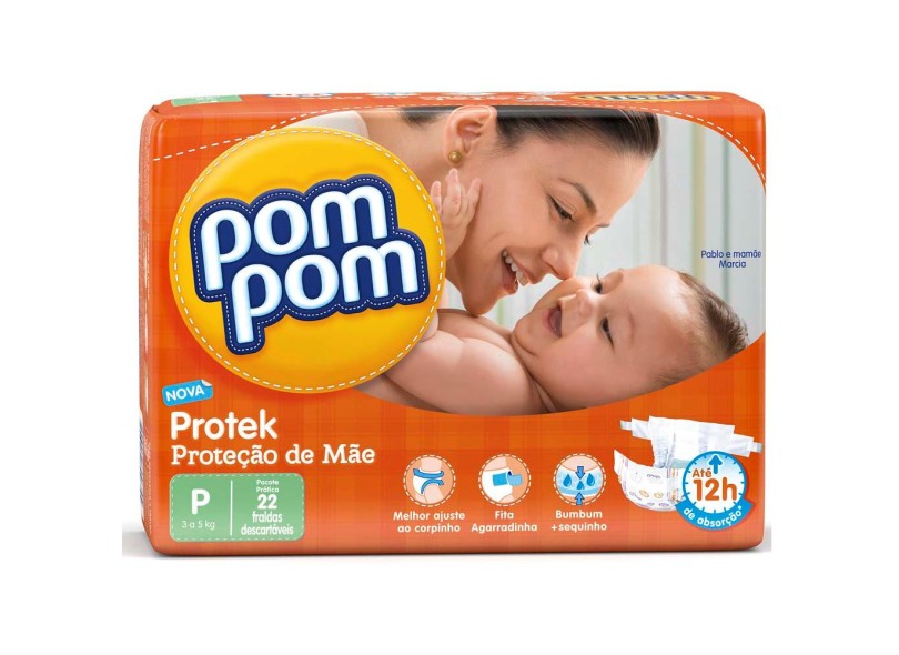 Fralda Pom Pom Proteção de Mãe P Prático 22 Und 3 - 5kg