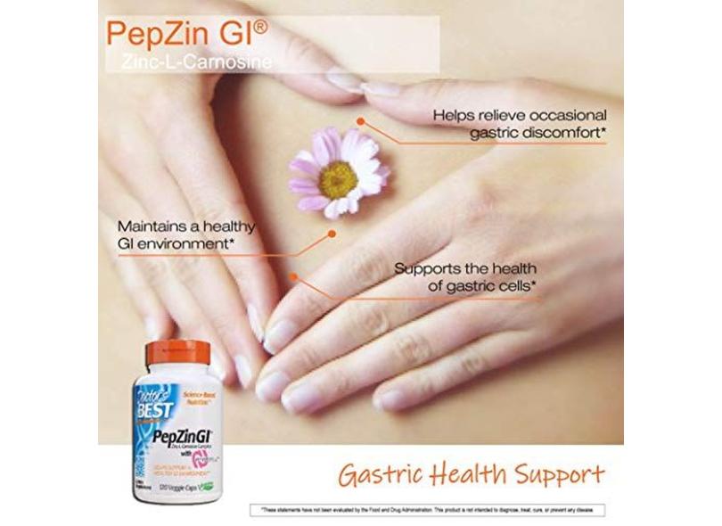 PepZin GI Complexo de Zinco-L-Carnosina Doctors Best - 120 Cápsulas ...