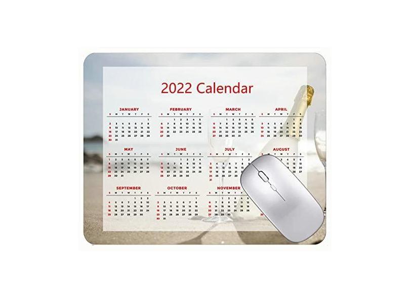 Mouse pad calendário 2022 fonte HD mouse pad para jogos copos de praia champanhe escritório mouse pad