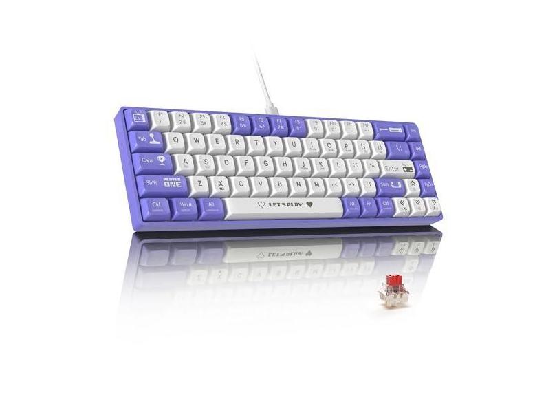ATTACK SHARK AK680 Teclado mecânico para jogos 60% com fio, troca a quente, retroiluminação RGB arco-íris, impressão UV e controle de som EVA, totalmente anti-fantasma, programável, interruptor