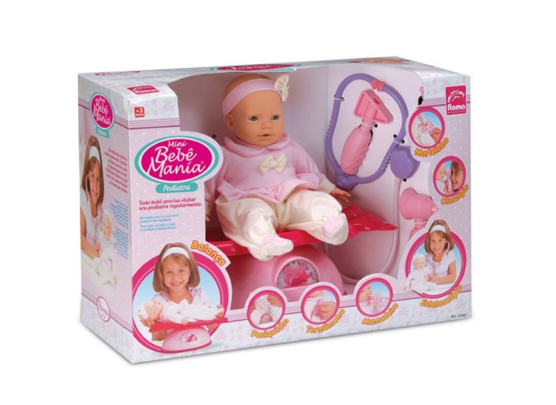 Boneca Mini Bebê Mania Pediatra Roma Jensen