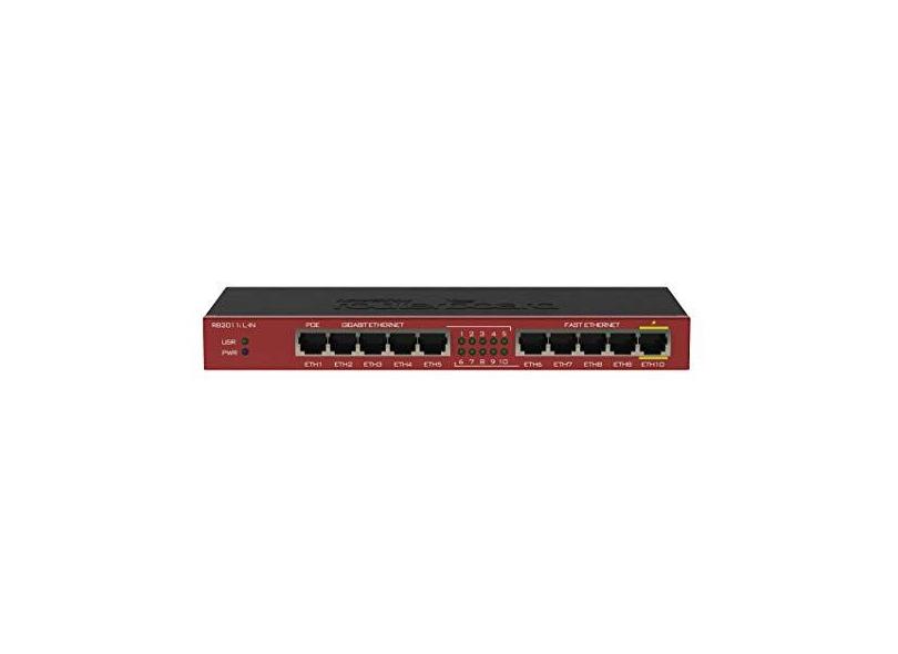 Roteador Mikrotik Multifunctional 5 portas 100mbps e 5 portas Gigabit - Poe - Routeros - Rb2011il-in