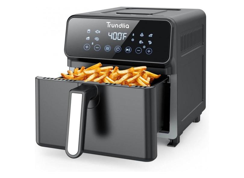 Fritadeira Elétrica Air Fryer 8 em 1, Capacidade 6 Litros com Tela Digital LCD, 110V 1500W, Trundlia, Preta