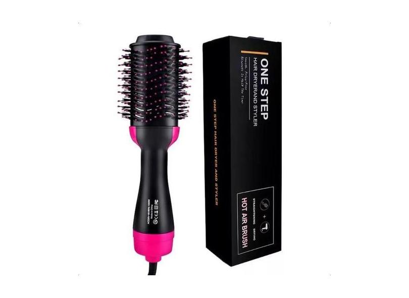 Escova Secadora Alisadora 1000w Profissional Preto E Rosa, 110V