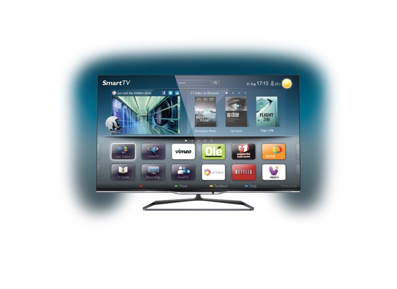 TV LED 55" Smart TV Philips 3D Full HD Conversor Digital Integrado 55PFL8008
