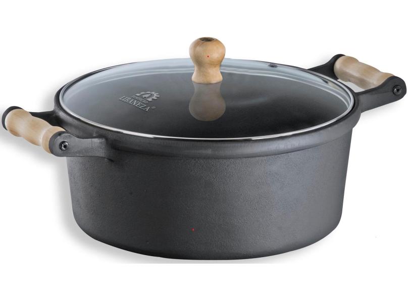 Caçarola Alça De Madeira Tampa De Vidro 9,8 Litro 32Cm