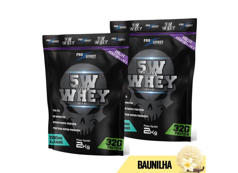 Kit 2x Whey Protein 5w Dark Insane 2kg Pro Effect Com O Melhor Preço