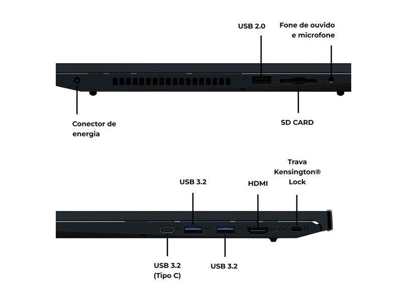 Notebook Positivo Vision R15 AMD Ryzen 5-5500U 15,6" 8GB SSD 256GB Windows 11