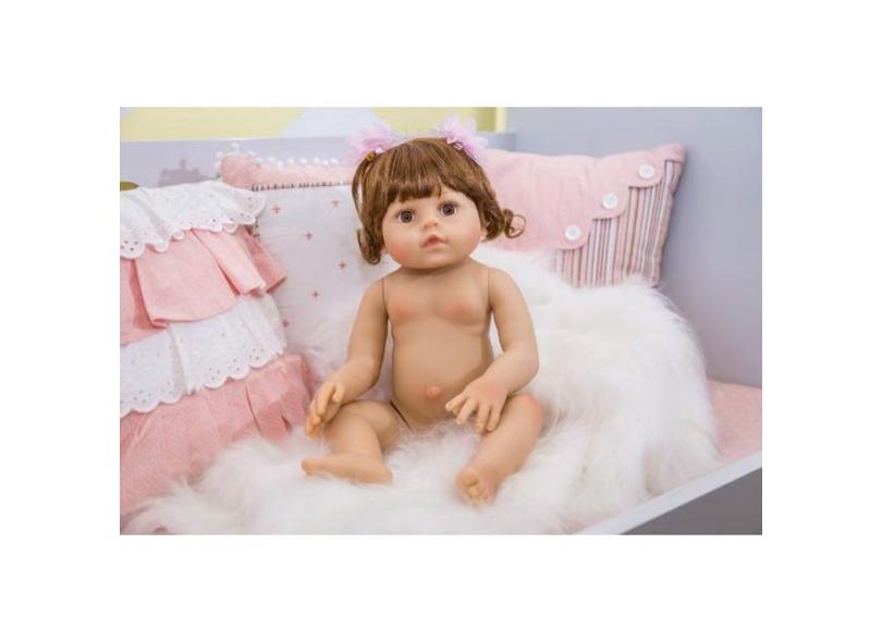 Boneca beba reborn realista princesa55cm 100 silicone brastoy