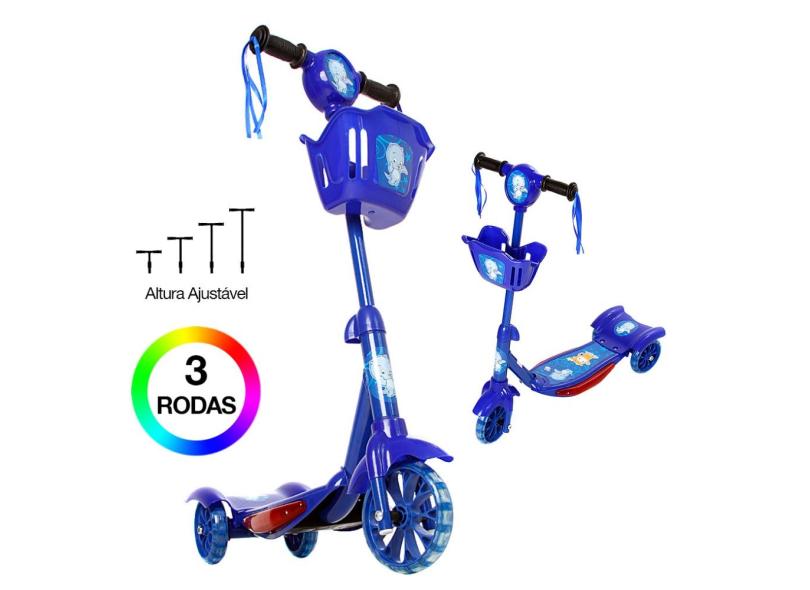 Brinquedo Patinete Infantil 3 Rodas Com Luz E Som E Cestinha