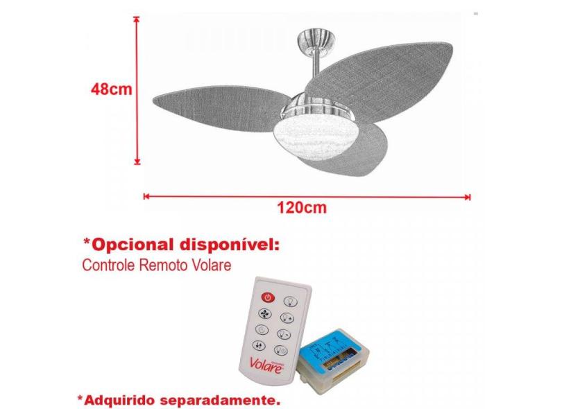 Ventilador De Teto Vidro Fechado Dunamis Pá S3 Palmae Volare Cobre/Palha