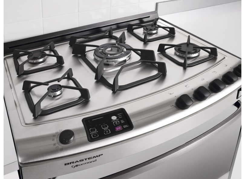 Fogão de Piso Brastemp Gourmand 5 Bocas Acabamento Inox BFS5CAR