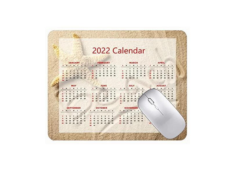 Mouse pad calendário 2022, fonte HD, mouse pad para jogos, praia, areia, estrela-do-mar