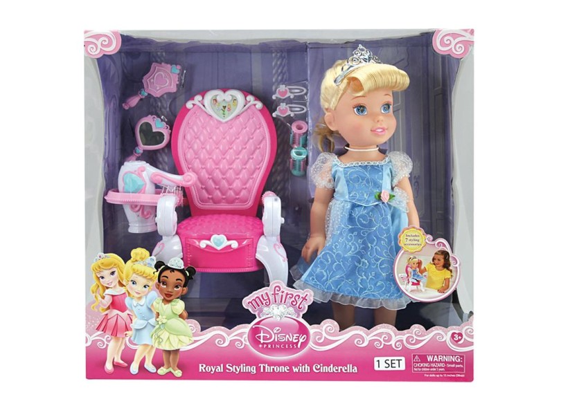 Boneca Princesas Disney Cinderela Beleza Real Kit com Acessórios Long Jump