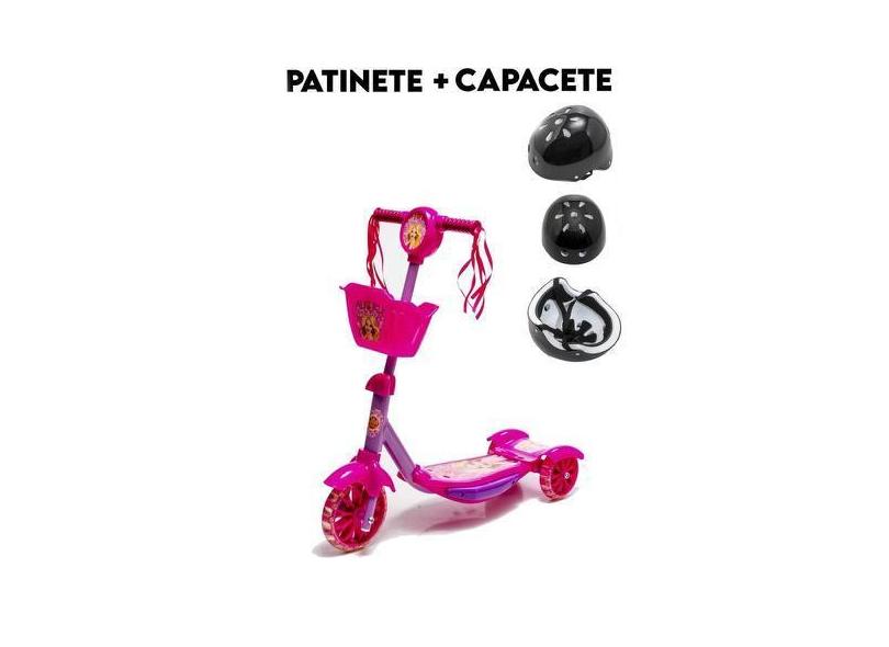 Patinete Rosa Belinda Com Capacete Confiável - Dm Toys