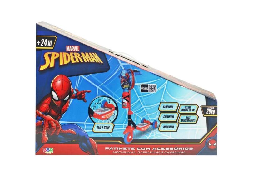 Patinete homem aranha 3 rodas com mochila E garrafinha bbr