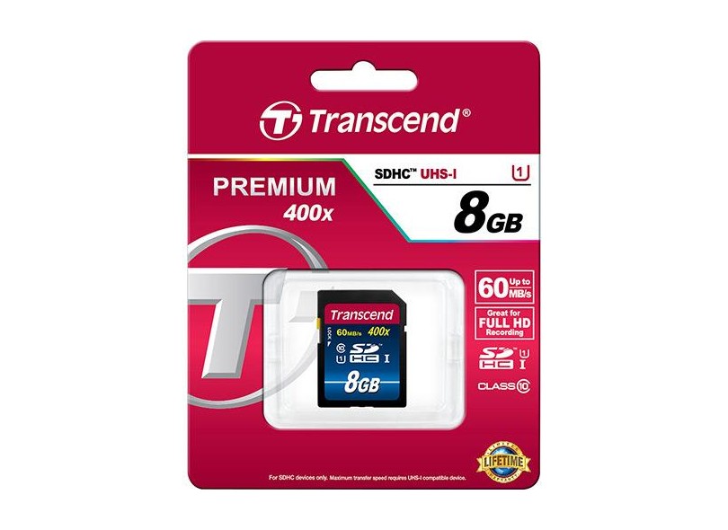 Cartão de Memória SDHC Transcend Premium Series 8 GB TS8GSDU1