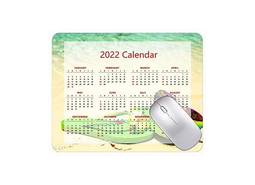 Mouse pad 2022 calendário colorido ano 2022 óculos de sol sapatos verdes mouse pad borracha praia