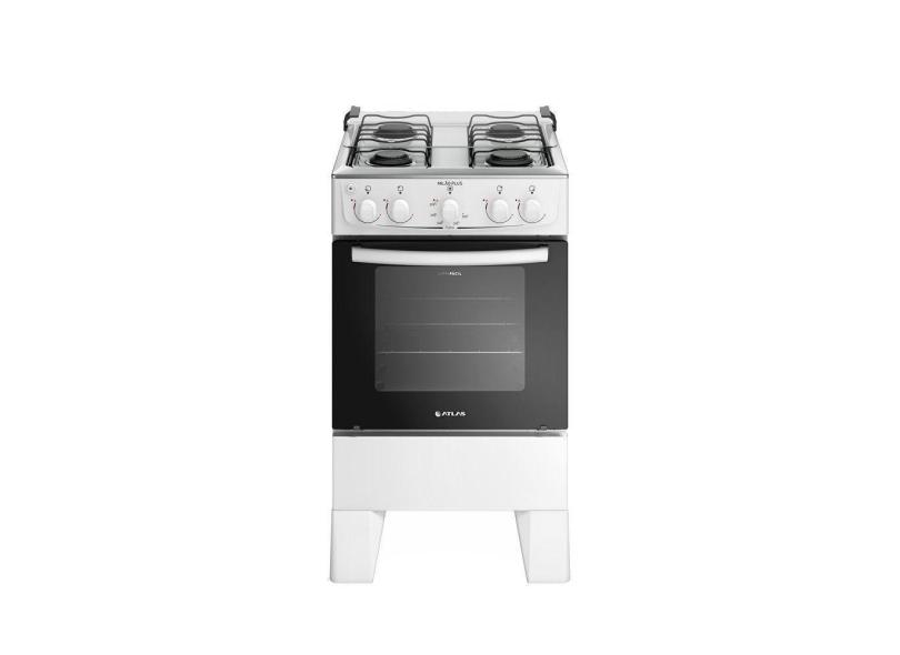 Fogão 4 Bocas Com Mesa Inox Milão Plus 30000177 Atlas Branco Bivolt