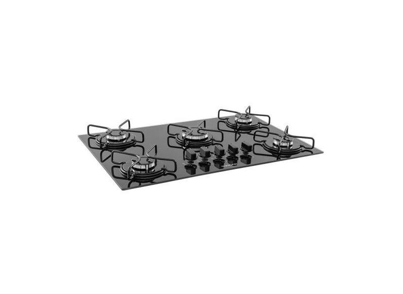 Cooktop A Gás Suggar 5 Queimadores Aço Vidro Preto Bivolt, Bivolt